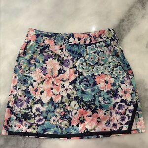 Crown & Ivy Floral Mini Skort (skirt with shorts underneath) - Pink and Blue